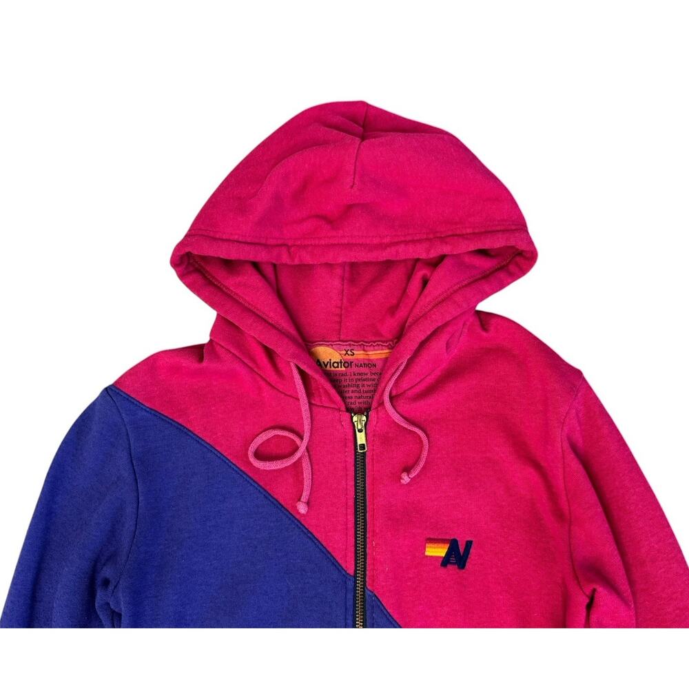 AVIATOR NATION Glider Colorblock Set Hot Pink Purple Joggers Zip Hoodie XS RARE - Picture 9 of 11